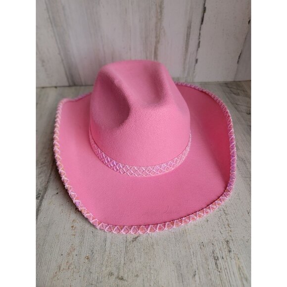 Pink sequin cowboy hat Halloween costume accessory Prop - Picture 1 of 10